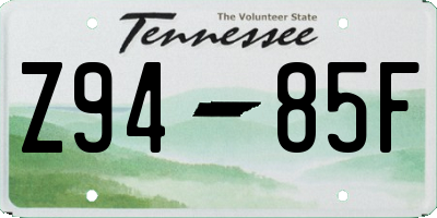 TN license plate Z9485F