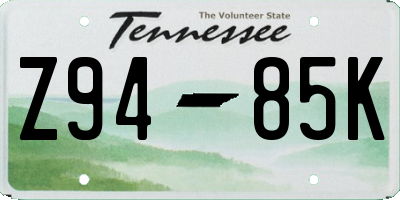 TN license plate Z9485K