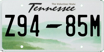 TN license plate Z9485M