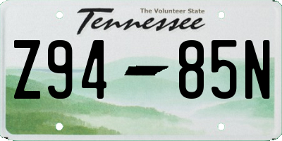 TN license plate Z9485N