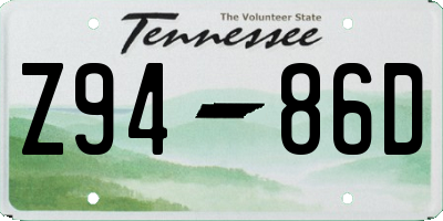 TN license plate Z9486D