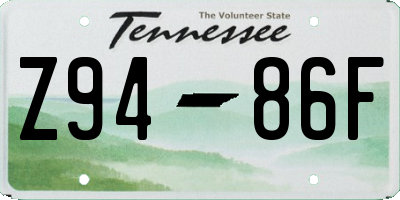 TN license plate Z9486F