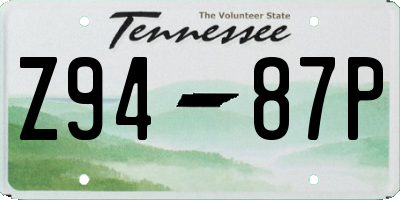 TN license plate Z9487P