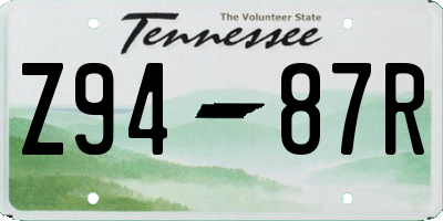 TN license plate Z9487R