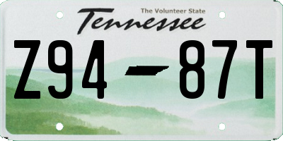 TN license plate Z9487T