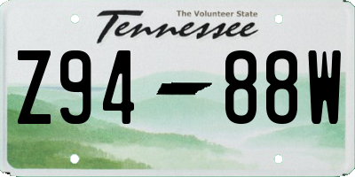 TN license plate Z9488W