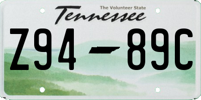 TN license plate Z9489C