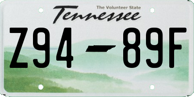 TN license plate Z9489F