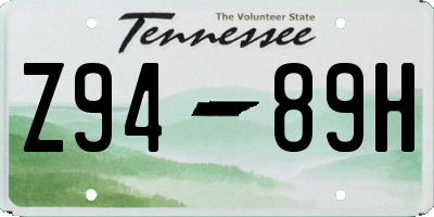 TN license plate Z9489H