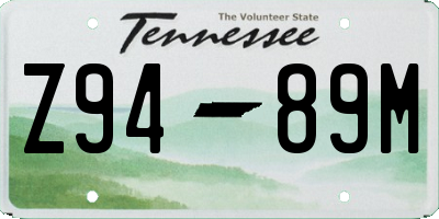 TN license plate Z9489M