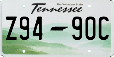 TN license plate Z9490C