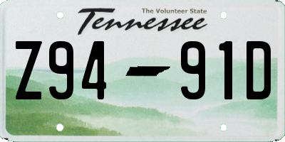 TN license plate Z9491D