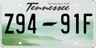 TN license plate Z9491F