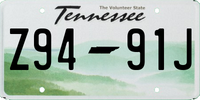 TN license plate Z9491J
