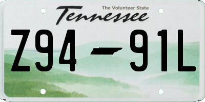 TN license plate Z9491L
