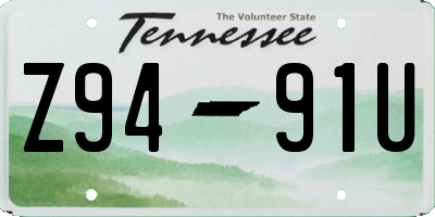 TN license plate Z9491U