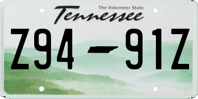TN license plate Z9491Z
