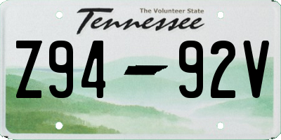 TN license plate Z9492V