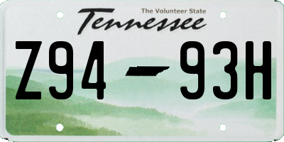 TN license plate Z9493H