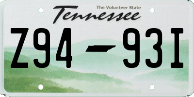 TN license plate Z9493I