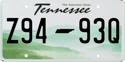 TN license plate Z9493Q