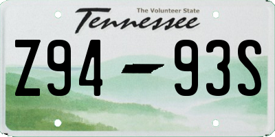 TN license plate Z9493S