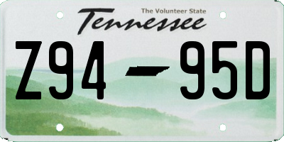 TN license plate Z9495D