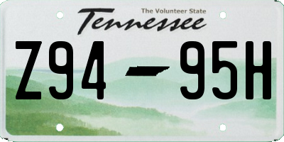 TN license plate Z9495H