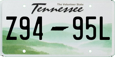 TN license plate Z9495L