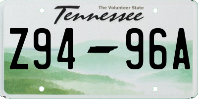 TN license plate Z9496A