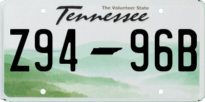 TN license plate Z9496B
