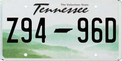 TN license plate Z9496D