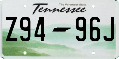 TN license plate Z9496J