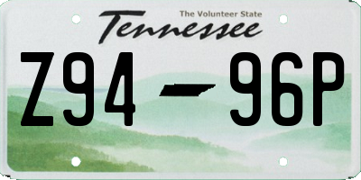 TN license plate Z9496P