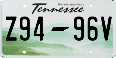 TN license plate Z9496V