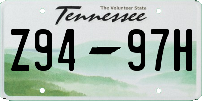 TN license plate Z9497H
