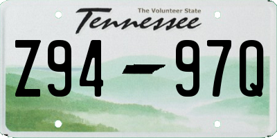 TN license plate Z9497Q