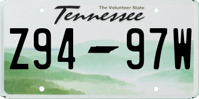 TN license plate Z9497W