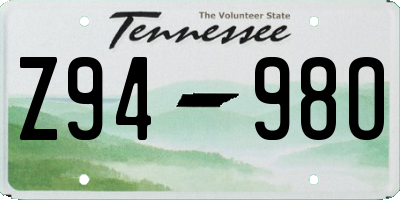 TN license plate Z9498O