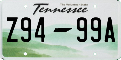 TN license plate Z9499A