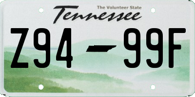 TN license plate Z9499F