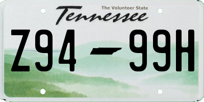 TN license plate Z9499H