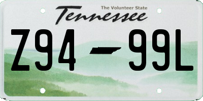 TN license plate Z9499L