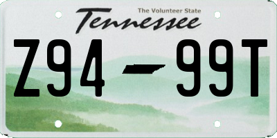 TN license plate Z9499T