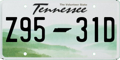 TN license plate Z9531D