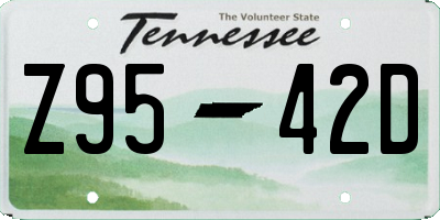 TN license plate Z9542D