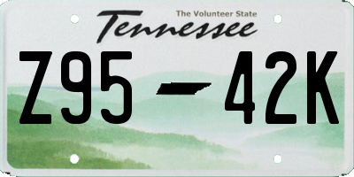 TN license plate Z9542K