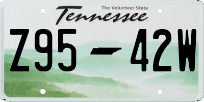 TN license plate Z9542W
