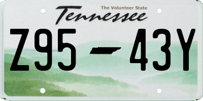 TN license plate Z9543Y