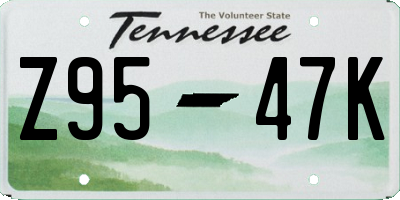 TN license plate Z9547K